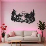 Woodland Family Walk Metal Wall Art | Family Silhouette Decor