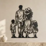 Family of Four Walk Metal Wall Art | Family Silhouette Decor - lifestyle view 3