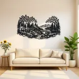 Autumn Woodland Flow Metal Wall Art | Nature Silhouette Decor