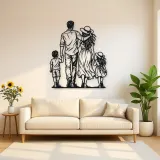 Family of Four Walk Metal Wall Art | Family Silhouette Decor