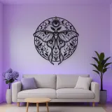 Lunar Moth Emblem Metal Wall Art | Celestial Boho Wall Decor