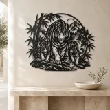 Tiger Bamboo Flow Metal Wall Art | Wildlife Silhouette Decor - lifestyle view 3