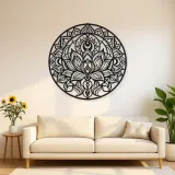 Lotus Mandala Metal Wall Art | Botanical Metal Wall Decor