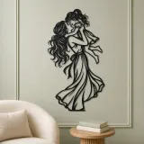 Single Mother Child Metal Wall Art | Family Silhouette Decor - lifestyle view 2