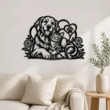 Arte mural de metal de amigos perro y gato | Decoración de siluetas para amantes de las mascotas
