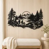 Woodland Family Walk Metal Wall Art | Family Silhouette Decor - lifestyle view 5