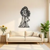 Mother Daughter Hug Metal Wall Art | Family Silhouette Decor