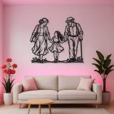 Grandparents Grandchild Metal Wall Art | Family Silhouette Decor