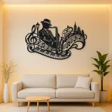 Saxophone Jazz Flow Metal Wall Art | Music Room Wall Decor