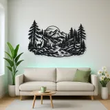River through the Forest Metal Wall Art | Nature Silhouette Decor
