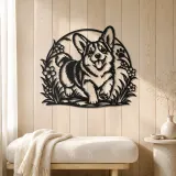 Corgi Happy Curve Metal Wall Art | Pet Lover Silhouette Decor - lifestyle view 5