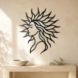 Sunray Hair Muse Metal Wall Art | Minimalist Woman Line Art - lifestyle view 3