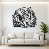 Corgi Happy Curve Metal Wall Art | Pet Lover Silhouette Decor