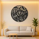Wildlife World Circle Metal Wall Art | Wildlife Silhouette Decor