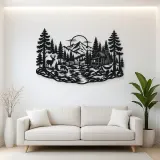Deer in the Pines Metal Wall Art | Wildlife Silhouette Decor