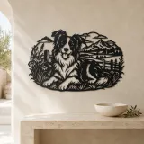 Border Collie Field Metal Wall Art | Pet Lover Silhouette Decor - lifestyle view 3