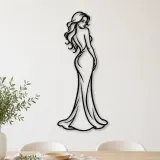 Midnight Gown Muse Metal Wall Art | Minimalist Woman Line Art - lifestyle view 4