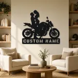Personalized Modern Motorcycle Couple Metal Wall Art - lifestyle view 4