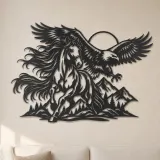 Décoration murale en métal Horse and Eagle | Décor équestre