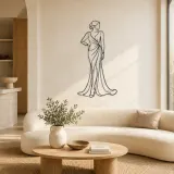Cartel de metal personalizado de musa con vestido largo | Decoración mural de figura de moda