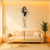 Standing Contrapposto Metal Wall Art | Minimalist Woman Line Art