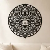 Décoration murale en métal Mandala Sun | Décor mural spirituel boho
