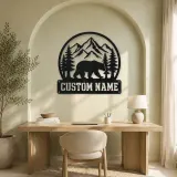 Personalized Bear and Pine Forest Metal Wall Art - lifestyle view 4