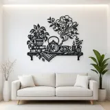 Teapot Floral Steam Metal Wall Art | Botanical Metal Wall Decor