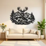 Stag Mountain Crest Metal Wall Art