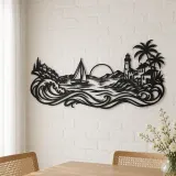 Coastal Village Line Metal Wall Art | Coastal and Nautical Wall Decor - lifestyle view 4
