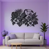 Toucan Leaf Garden Metal Wall Art | Wildlife Silhouette Decor