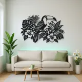 Toucan Leaf Garden Metal Wall Art | Wildlife Silhouette Decor