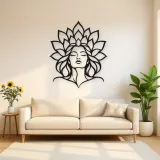 Lotus Face Muse Metal Wall Art | Minimalist Woman Line Art