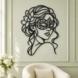 Masked Muse Metal Wall Art | Minimalist Woman Line Art - lifestyle view 2