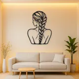 Braided Hair Muse Metal Wall Art | Minimalist Woman Line Art