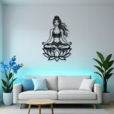 Meditation with Lotus Metal Wall Art | Movement Silhouette Decor