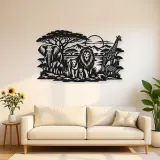 Safari Animal Horizon Metal Wall Art | Wildlife Silhouette Decor