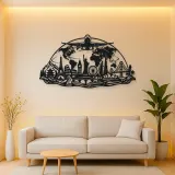 Airplane World Arc Metal Wall Art | Travel and City Wall Decor