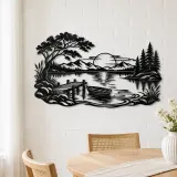 Calm Lake Ripples Metal Wall Art | Nature Silhouette Decor - lifestyle view 4