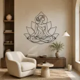 Lotus Seated Muse Metal Wall Art | Yoga and Meditation Wall Decor - lifestyle view 5