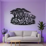 Lion Family Pride Metal Wall Art | Wildlife Silhouette Decor