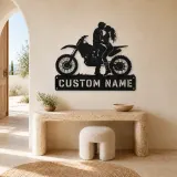 Personalized Dirt Bike Couple Metal Wall Art - lifestyle view 3