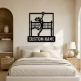 Personalized Volleyball Player Metal Wall Art with Spike Pose - lifestyle view 2