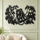 Monkey Jungle Vine Metal Wall Art | Wildlife Silhouette Decor - lifestyle view 2