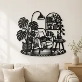 Cartel de metal Libros y Planta | Decoración de hogar acogedora de metal