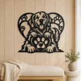 Dog Paw Heart Metal Wall Art | Pet Lover Silhouette Decor - lifestyle view 5