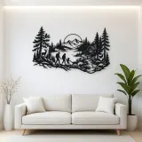 Woodland Family Walk Metal Wall Art | Family Silhouette Decor