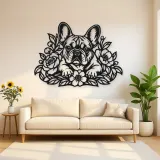 French Bulldog Floral Metal Wall Art | Pet Lover Silhouette Decor
