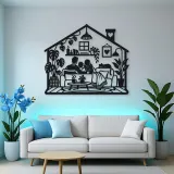 Minimal House Family Metal Wall Art | Family Silhouette Decor