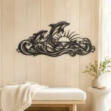 Dolphin Wave Dance Metal Wall Art | Coastal and Nautical Wall Decor - lifestyle view 5